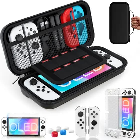 Estojo de transporte rígido para Nintendo Switch/OLED com estojo de proteção porta-controles portátil