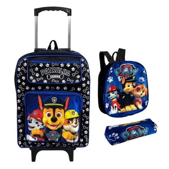 Kit Mochila Escolar Infantil Grande Rodinha Lancheira + Estojo