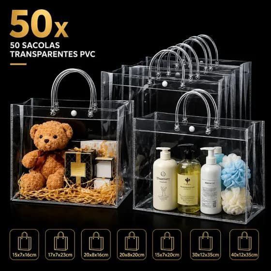 Sacos de Presente de Plástico de PVC Transparente Reutilizável Para Natal Casamento Festa Aniversário