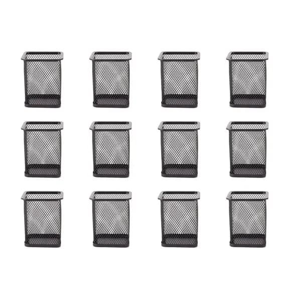 JOGO COM 12 PORTA CANETAS ORGANIZADOR DE MESA METAL QUADRADO