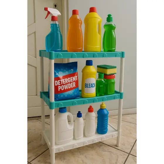 Estante de 3 a 5 andares para lavanderia multiuso prateleira modular diversas cores- COM PEZINHO