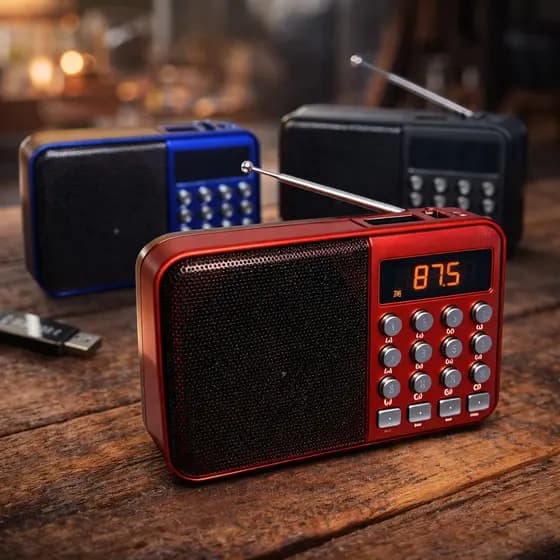 Rádio Retrô Portátil Digital FM Bluetooth Recarregável com USB P2 e Micro SD Som Potente E De Fone De Ouvido MO-C3L