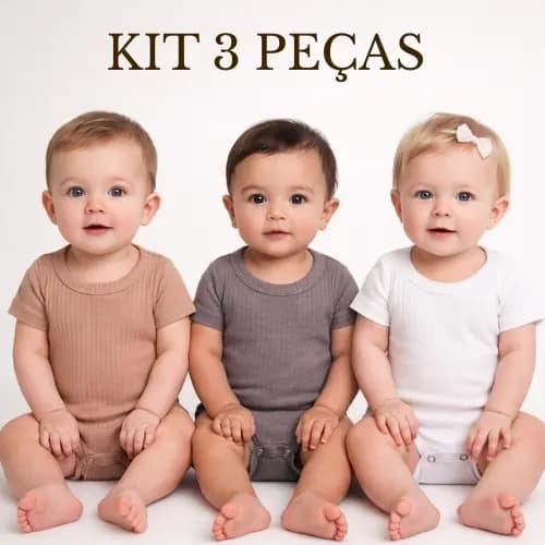 Kit 3 Peças Body Ribana Canelado Bebe Conforto e Praticidade de Alta Qualidade Bory Básico