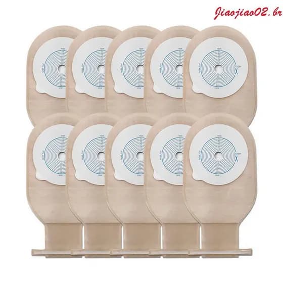 10 Bolsas de Colostomia Descartáveis Drenáveis, Uso Único, para Cuidados de Ileostomia, Recortáveis para Ajuste, Abertur