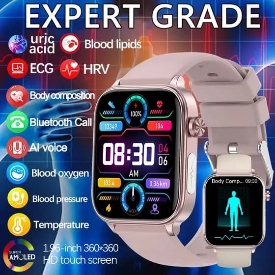 Detector De Diagnóstico AI Smartwatch Relógio Inteligente Feminino Sangue Lipídio E Ácido Úrico Teste De Composição Corp