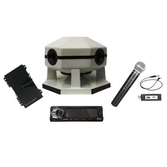 Kit Octo Propaganda Volante Fibrasom+Microfone s/fio + Rádio