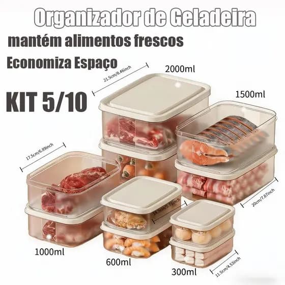 Kit 3 Potes Herméticos Empilháveis para Geladeira caixa organizadora alimentos cozinha-silicone,Mantém Alimentos Frescos