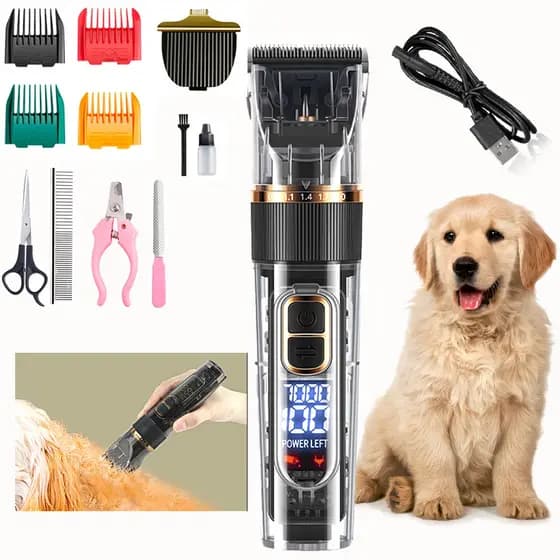 Kit Máquina Para Tosar Pet + Tesoura + Pente + Lixa Máquina Profissional Para Cachorro & Gato