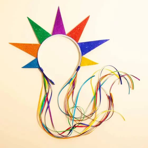 Tiara Carnaval Sol Rainbow Azul -
