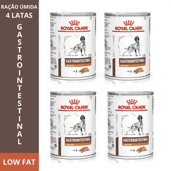Ração Úmida KIT 4x Latas Gastrointestinal Low Fat Royal Canin Veterinary Cães Adultos