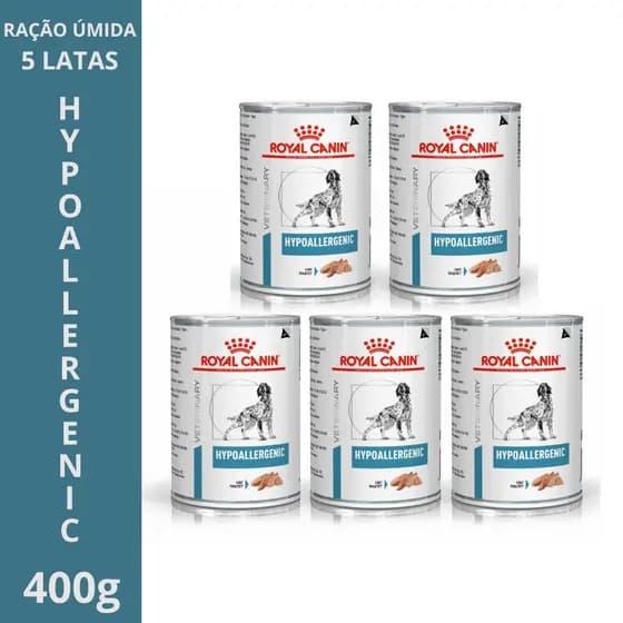 🐕 Ração Úmida Royal Canin Hypoallergenic 5x Latas 400g - Cães com Alergia - Veterinary Diet