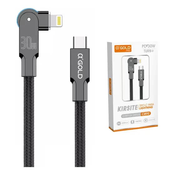 Cabo Carregador Pd Turbo 30w Rotativo agold c-iphone kirsite turbo cb-90 Para iPhone 8 Ao 14