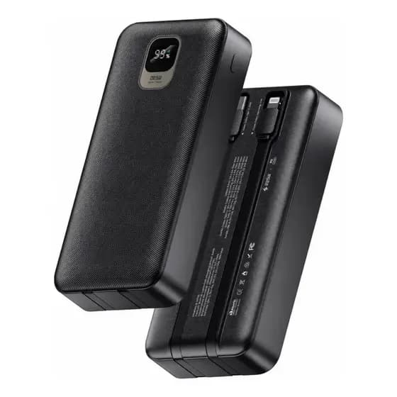 Power Bank Basike 20000mAh Com Cabos Integrados Carga Rápida c/ Display Para iPhone e Android