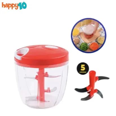 Triturador Manual De Alimentos 900ml Com 5 Lâminas Inox Eficiente Para Cortar Legumes e Temperos