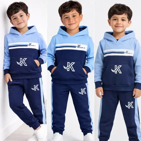 Conjunto Moletom 2 Peças Casaco + Calça Masculino Inverno Capuz Cores Menino Quentinho 2 a 12 Anos