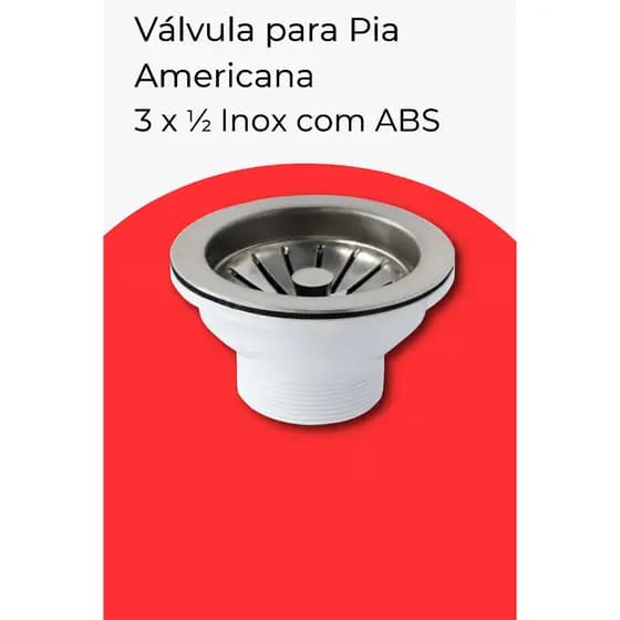 Válvula Americana Inox 3.1/2" Para Pia de Cozinha Alta Qualidade premium com cesto escoamento