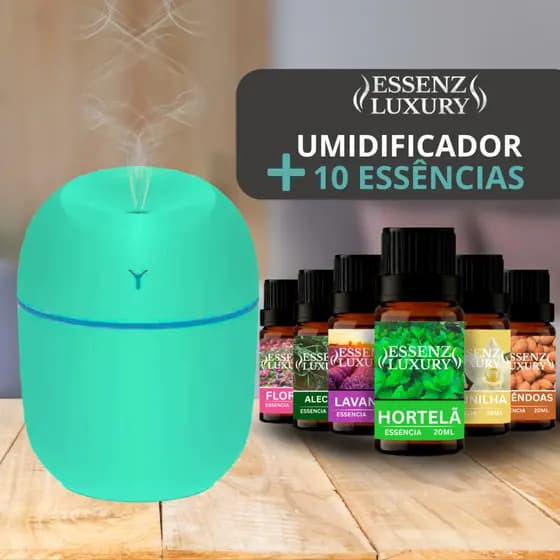 KIT 10/8/6/4/2 ESSÊNCIAS 20ML + UMIDIFICADOR EGG VERDE | AROMAS PARA CASA | PERFUME AMBIENTE