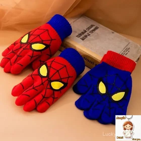 Luvas Infantis Quentes De Outono E Inverno Homem-Aranha Com Desenho