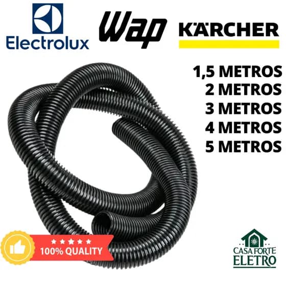 Mangueira Aspirador 1.5,2,3,4,5m 32mm Preta Compatível Wap Electrolux Alta qualidade