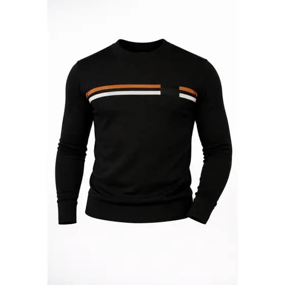 Suéter Masculino Gola Redonda Blusa de Tricot Listra Fina Alta Qualidade Tam. M G GG Dia dos Pais