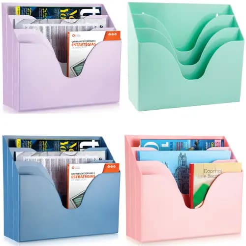 Organizador Mesa Porta documentos A4 Triplo Office Maxcril 3 Compartimentos Escritório Arquivo Waleu