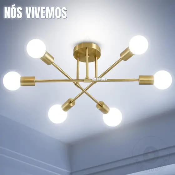 Pendente Lustre Sputnik Prêmio 6 Lampadas para sala de jantar home office quarto cozinha e comercio