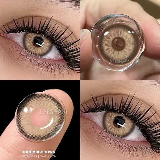 Eyeshare Venda Quente omg-Lentes De Contato De Cor Marrom Para Olhos Com Estojo 1 Par De Macias Envio Rápido Do Brasil