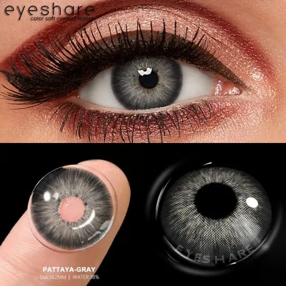 EYESHARE Lentes De Contato Coloridas Naturais , 2 Peças , Contatos Coloridos Para Olhos Marrons Cinza , Cosméticos , Maq