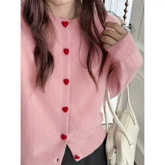 Cardigã Feminino Rejuvenescedor com Botões Decorativos e Decote Redondo, Novo Estilo, Combinável com Tudo, Tricô Longo 3