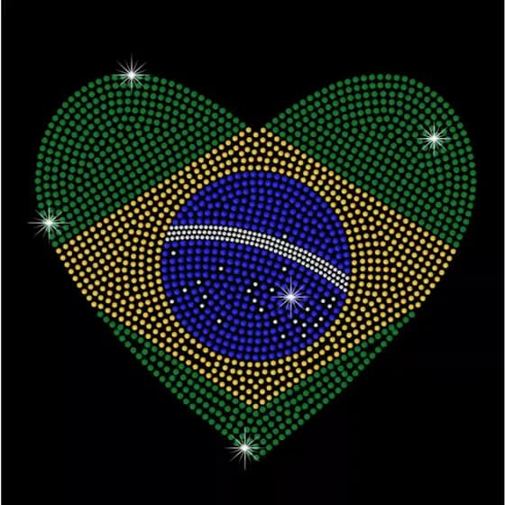 Cartela Bandeira do Brasil Strass Hotfix Termocolantes 3mm Folha BRASIL