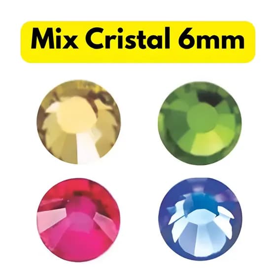 MIX 100 PEDRAS CRISTAL 6MM STRASS HOTFIX TERMOCOLANTE CUSTOMIZAÇÃO + BRINDE
