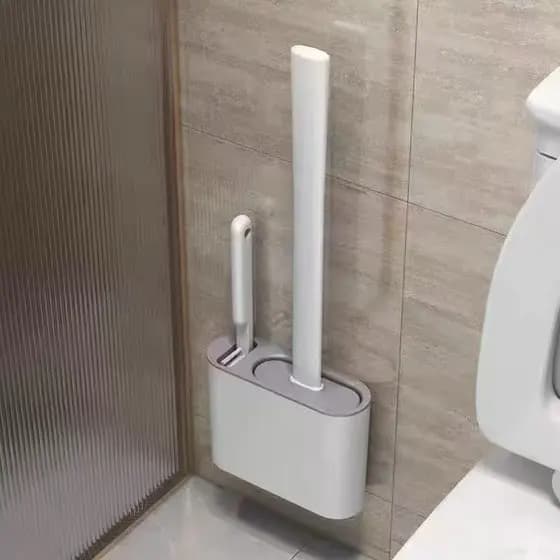 2 em 1 Escova de Silicone para Vaso Sanitário - Base de Banheiro Privada, Alta Eficiência
