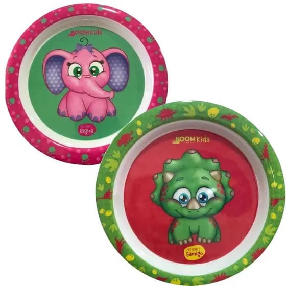 Prato Fundo Infantil Tipo Bowl 350ml Animais Frutas Introdução Alimentar