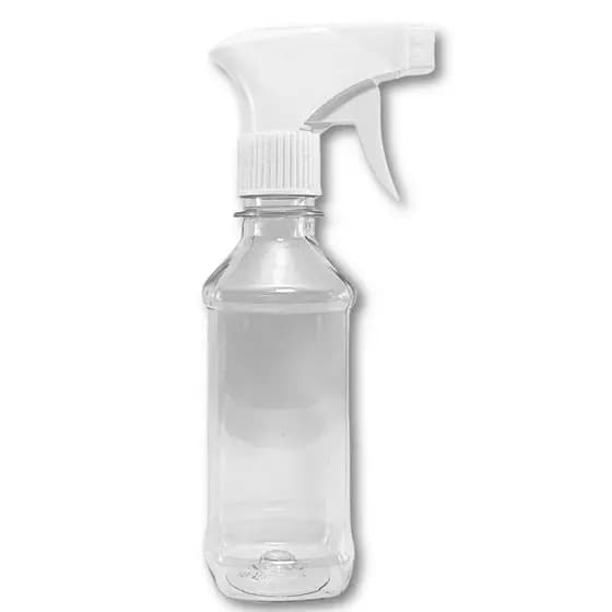 FRASCO 250ML R 28/410 GATILHO BRANCA PARA ÀLCOOL, AROMA, HOME SPRAY, LIMPEZA - PET CRISTAL - 1 UN.