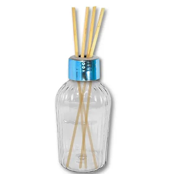 Frasco 70mL Alto relevo Aromatizador PET Cristal + Tampa Azul + 4 Varetas Lembrancinha - 1UN