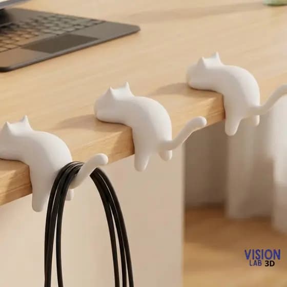 Gancho Decorativo De Mesa Gato - Kit 3 Unidades | Porta-Chaves & Acessórios