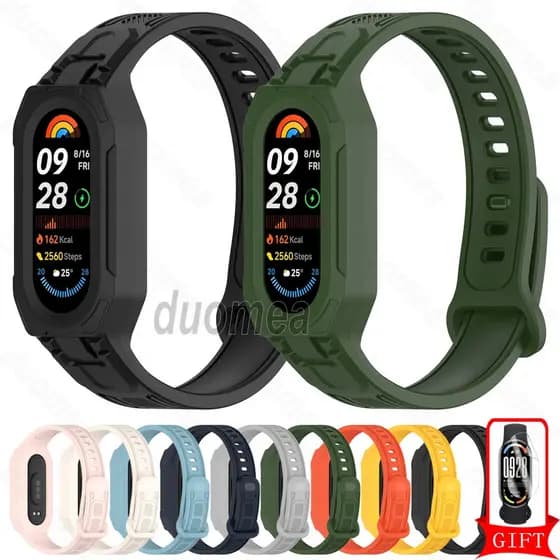 Pulseira De Silicone Com Acessórios De Capa Para Xiaomi Smart Band 10 9 8 7 / Mi Band 6 5