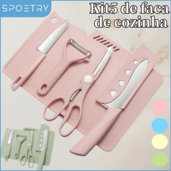 BR- Kit5 de faca de cozinha / combinação de utensílios de cozinha portáteis/ placa de cozinha / faca de cozinha