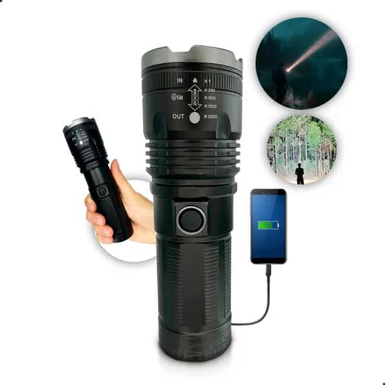 Lanterna Super Potente Tatica Sabre De Luz Mais Forte Do Mundo Led Militar Recarregável USB Laser 2000m+ Power Bank