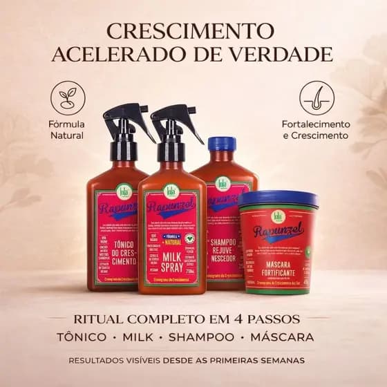 Lola Kit Rapunzel Linha de Crescimento - Shampoo + Máscara + Tonico + Milk