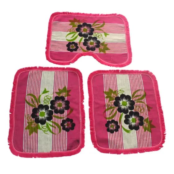 Kit De Banheiro Tapete Estampado 3 Peças 100%Algodão Promoção Barato