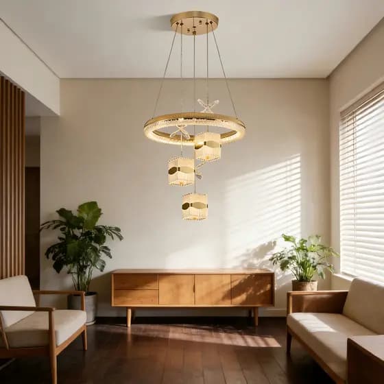 3 Cores 110V-220V Lustre para Sala de Jantar e Quarto Moderno com Controle Remoto Lustre de cristal
