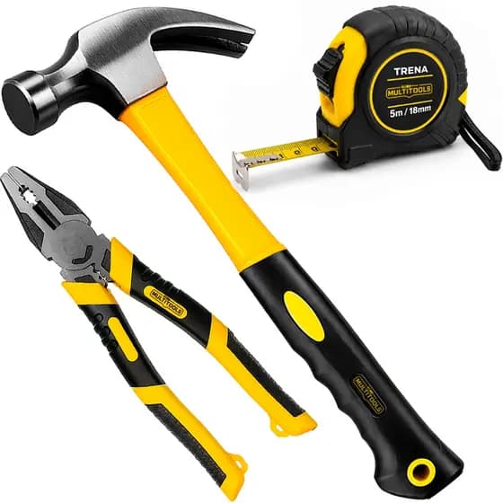Kit de Ferramentas Martelo Alicate Universal Trena de 5m 3pçs