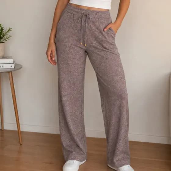 Calça de Pantalona de Lanzinha Cintura Alta para o Inverno/ Calça Pantalona Lanzinha com bolso Funcional