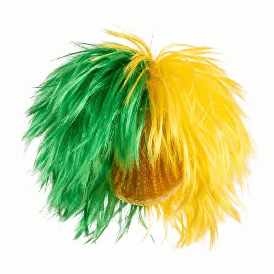 Peruca Torcida Brasil Verde e Amarela Cabelo Maluco Fantasia para Copa do Mundo Futebol Jogos e Eventos