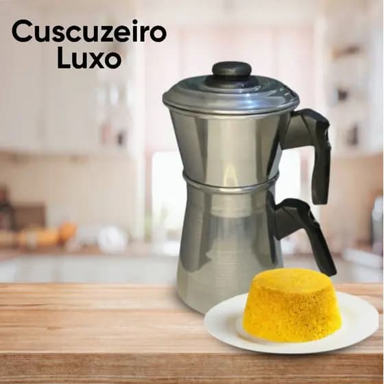 Cuscuzeira a Vapor Duplex Luxo Polido – Mini Cuscuzeira Dupla com Tampa para Porções Individuais de Cuscuz e Legumes
