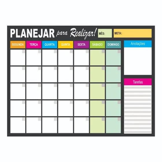 Quadro Lousa Planejador Mensal / Planejamento Semanal Planner 30x40 madeira e 1 Canetas com Apagador
