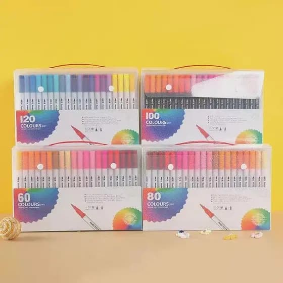 12/48/60/80 PEÇAS Caneta de Ponta Dupla Marcadores Pincel para Colorir para Adultos