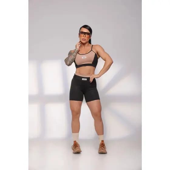 Conjunto de Academia Feminino Short + Top com Zero Transparência e Cintura Alta