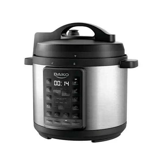 Panela de Pressão Elétrica 6L Dako Digital Preta e Inox Cozinha Rápida e Segura